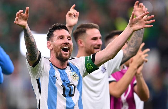 FOOTBALL World Cup 2022 PRE-ROUND ROUND GROUP C Argentina Mexico 26 11 2022 Lionel Messi Argentina cheers after the final whistle