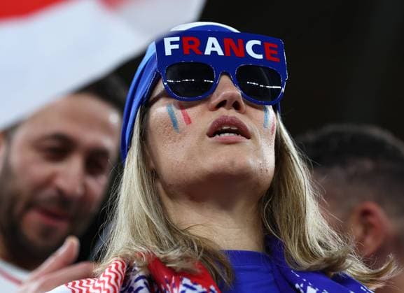 Doha, Qatar, 26th November 2022. French fan during the FIFA World Cup, WM, Weltmeisterschaft, Fussball 2022 match at Stadium 974, Doha. Picture credit should read: David Klein Sportimage EDITORIAL USE ONLY. No use with unauthorised audio, video, data, fixture lists, club league logos or live services. Online in-match use limited to 120 images, no video emulation. No use in betting, games or single club league player publications. SPI-2066-0034