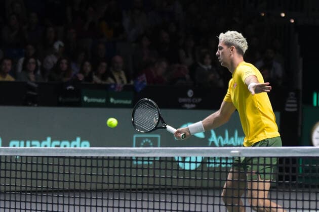 RECORD DATE NOT STATED MALAGA, SPAIN - NOVEMBER 27 : Thanasi Kokkinakis during the Davis Cup by Rakuten Finals 2022 finals match between Australia and Canada at Palacio de los Deportes Jose Maria Martin Carpena on November 27, 2022 in Malaga, Spain Copyright: xAndreaxRositox DSC_2485