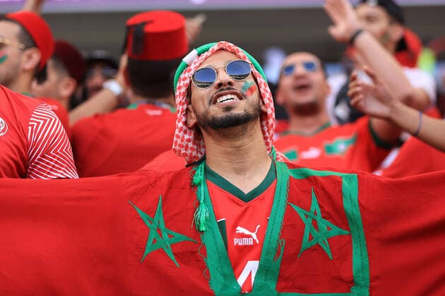 Football - FIFA World Cup, WM, Weltmeisterschaft, Fussball - Group F - Belgium v Morocco 27th November 2022 - FIFA World Cup - Group F - Belgium v Morocco - Morocco fans - Photo: Simon Stacpoole Offside. Doha Qatar *** Fußball FIFA Fussball-Weltmeisterschaft Gruppe F Belgien gegen Marokko 27. November 2022 FIFA Fussball-Weltmeisterschaft Gruppe F Belgien gegen Marokko Marokko-Fans Foto Simon Stacpoole Abseits Doha Katar  Copyright: xSimonxStacpoolexOffside