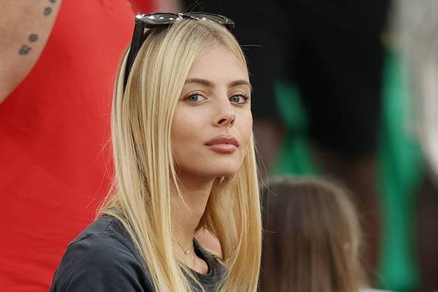 Thibaut Courtois fiancee Mishel Gerzig pictured during a soccer game between Belgium s national team, Nationalteam the Red Devils and Morocco, in Group F of the FIFA 2022 World Cup in Al Thumama Stadium, Doha, State of Qatar on Sunday 27 November 2022. BRUNOxFAHY  x54129580x