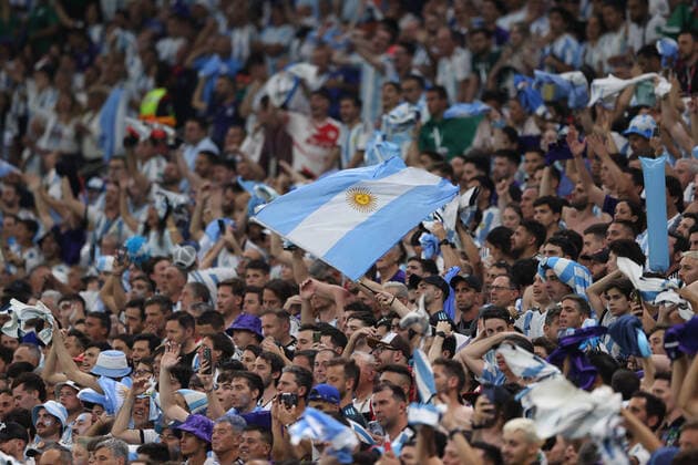 26th November 2022; Lusail Iconic Stadium, Lusail, Qatar; FIFA World Cup, WM, Weltmeisterschaft, Fussball Football, Argentina versus Mexico; Argentina fans flying their flags  ActionPlus12453567 JohnxPatrickxFletcher