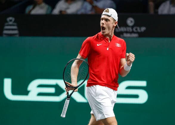 Denis Shapovalov CAN makes fist and cheers, jubilation, joy, emotion, Davis Cup Finals 2022, Palacio de Deportes JosÃ Copyright: xJuergenxHasenkopfx