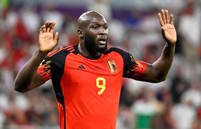 DOHA, QATAR - NOVEMBER 27 : Lukaku Romelu forward of Belgium during the FIFA World Cup, WM, Weltmeisterschaft, Fussball Qatar 2022 Group F match between Belgium and Morocco at the Al Thumama Stadium on November 27, 2022 in Doha, Qatar, 27 11 2022 ( Belgium v Morocco - FIFA World Cup Qatar 2022 PhotoNews Panoramic 