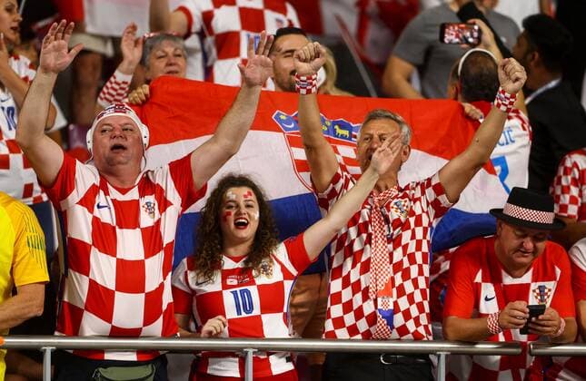 Mandatory Credit: Photo by Kieran McManus Shutterstock (13634907c) Croatia fans Croatia v Canada, FIFA World Cup, WM, Weltmeisterschaft, Fussball 2022, Group F, Football, Khalifa International Stadium, Ar-Rayyan, Qatar - 27 Nov 2022 Editorial Use Only Croatia v Canada, FIFA World Cup 2022, Group F, Football, Khalifa International Stadium, Ar-Rayyan, Qatar - 27 Nov 2022 Editorial Use Only  Copyright: xKieranxMcManus Shutterstockx 13634907c