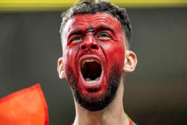 belgium vs morocco DOHA, CA - 27.11.2022: BELGIUM VS MOROCCO - Moroccan fans after Morocco& 39;s Zakaria Aboukhlal scores the second goal for Morocco (0-2) during the match between Belgium and Morocco, valid for the group stage of the World Cup, held at Al Thumama Stadium in Doha, Qatar. (Photo: Richard Callis Fotoarena) x2300329x  RichardxCallis