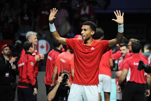 RECORD DATE NOT STATED MALAGA, SPAIN - NOVEMBER 27 : Felix Auger-Aliassime during the Davis Cup by Rakuten Finals 2022 finals match between Australia and Canada at Palacio de los Deportes Jose Maria Martin Carpena on November 27, 2022 in Malaga, Spain Copyright: xAndreaxRositox DSC_4816