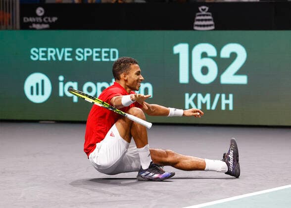 Felix Auger Aliassime CAN cheers after victory, jubilation, joy, emotion, Davis Cup Final 2022, Palacio de Deportes Josà Copyright: xJuergenxHasenkopfx