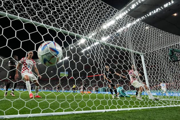 (221127) -- DOHA, Nov. 27, 2022 -- Andrej Kramaric (1st R) of Croatia celebrates for his goal during the Group F match between Croatia and Canada at the 2022 FIFA World Cup, WM, Weltmeisterschaft, Fussball at Khalifa International Stadium in Doha, Qatar, Nov. 27, 2022. ) (SP)QATAR-DOHA-2022 WORLD CUP-GROUP F-CRO VS CAN MengxDingbo 