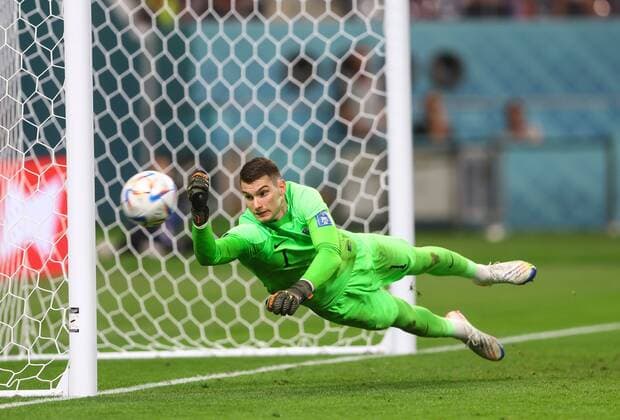 Mandatory Credit: Photo by Kieran McManus Shutterstock (13634907by) Dominik Livakovic goalkeeper of Croatia Croatia v Canada, FIFA World Cup, WM, Weltmeisterschaft, Fussball 2022, Group F, Football, Khalifa International Stadium, Ar-Rayyan, Qatar - 27 Nov 2022 Editorial Use Only Croatia v Canada, FIFA World Cup 2022, Group F, Football, Khalifa International Stadium, Ar-Rayyan, Qatar - 27 Nov 2022 Editorial Use Only Copyright: xKieranxMcManus Shutterstockx 13634907by