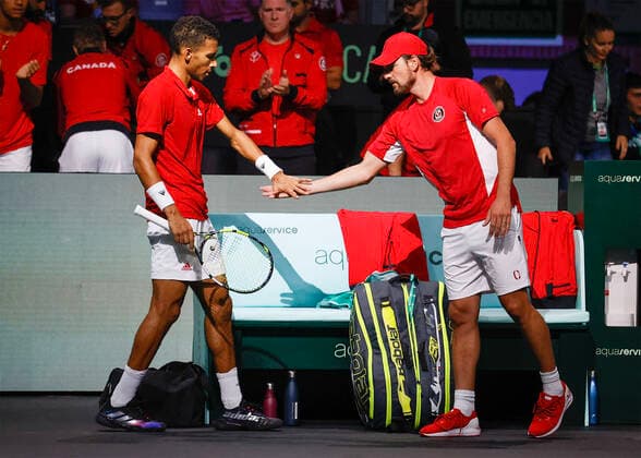 Felix Auger Aliassime CAN and Captain Frank Dancevic, Davis Cup Final 2022, Palacio de Deportes JosÃ Copyright: xJuergenxHasenkopfx