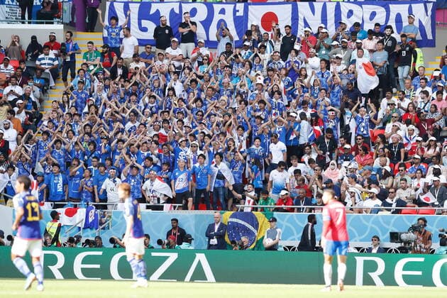 Japan fans, NOVEMBER 27, 2022 - Football Soccer : FIFA World Cup, WM, Weltmeisterschaft, Fussball 2022 Group stage Group E match between Japan 0-1 Costa Rica at the Ahmad Bin Ali Stadium in Al Rayyan, Qatar. Noxthirdxpartyxsales  (204942140)