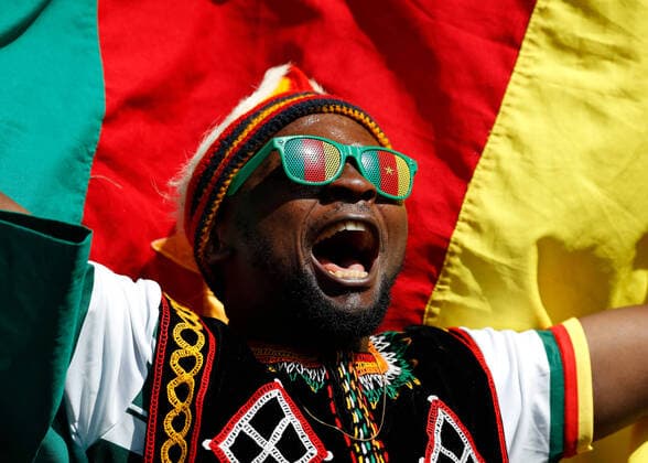 28th November 2022; Al Janoub Stadium, Al Wakrah, Qatar; FIFA World Cup, WM, Weltmeisterschaft, Fussball Football, Cameroon versus Serbia; Cameroon fan in fancy dress  ActionPlus12453783 JohnxPatrickxFletcher