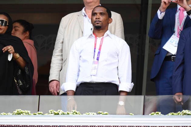 FIFA World Cup 2022, Samuel Eto o kicks man to the ground outside the stadium, archive images
