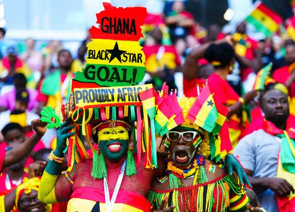 Mandatory Credit: Photo by Javier Garcia Shutterstock (13634927t) Colourful Ghana fans pre-match enjoy the build up Korea Republic v Ghana, FIFA World Cup, WM, Weltmeisterschaft, Fussball 2022, Group H, Football, Education City Stadium, Doha, Qatar - 28 Nov 2022 Editorial Use Only Korea Republic v Ghana, FIFA World Cup 2022, Group H, Football, Education City Stadium, Doha, Qatar - 28 Nov 2022 Editorial Use Only  Copyright: xJavierxGarcia Shutterstockx 13634927t