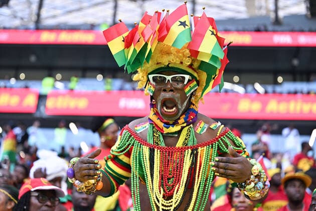 (221128) -- AL RAYYAN, Nov. 28, 2022 -- A fan reacts before the Group H match between South Korea and Ghana at the 2022 FIFA World Cup, WM, Weltmeisterschaft, Fussball at Education City Stadium in Al Rayyan, Qatar, Nov. 28, 2022. ) (SP)QATAR-AL RAYYAN-2022 WORLD CUP-GROUP H-KOR VS GHA XinxYuewei 