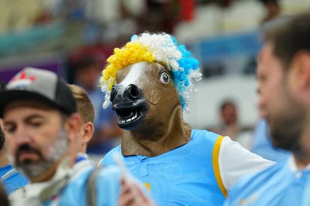 Mandatory Credit: Photo by Javier Garcia Shutterstock (13634934e) Uruguay fans Portugal v Uruguay, FIFA World Cup, WM, Weltmeisterschaft, Fussball 2022, Group H, Football, Lusail Stadium, Al Daayen, Qatar - 28 Nov 2022 Editorial Use Only Portugal v Uruguay, FIFA World Cup 2022, Group H, Football, Lusail Stadium, Al Daayen, Qatar - 28 Nov 2022 Editorial Use Only  Copyright: xJavierxGarcia Shutterstockx 13634934e