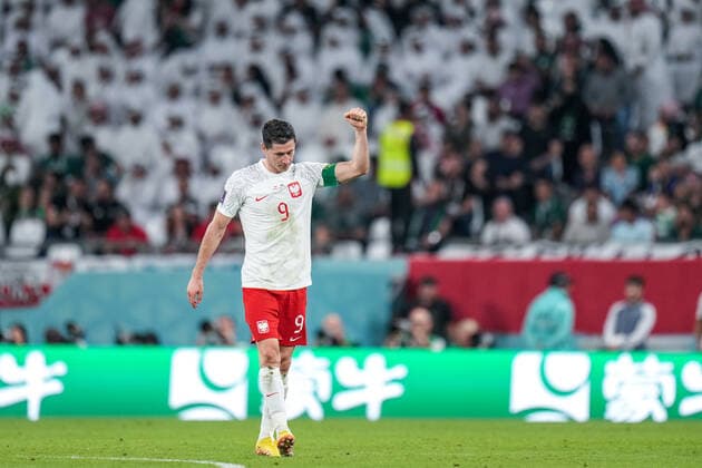 Poland v Saudi Arabia: Group C - FIFA World Cup, WM, Weltmeisterschaft, Fussball Qatar 2022 (9) LEWANDOWSKI Robert of team Poland celebrate after score the second goal during Saudi Arabia defense the FIFA World Cup Qatar 2022 Group C match between Poland and Saudi Arabia at Education City Stadium on 26 November 2022 in Al Rayyan, Qatar. Doha Qatar  Copyright: xAymanxArefx originalFilename:aref-notitle221126_npTnc.jpg