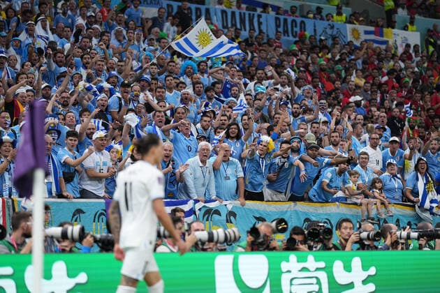 Uruguay fans (URY), NOVEMBER 28, 2022 - Football Soccer : FIFA World Cup, WM, Weltmeisterschaft, Fussball Qatar 2022 Group H match between Portugal 2-0 Uruguay at Lusail Stadium in Lusail, Qatar.  (204996597)