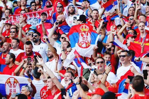 Serbia fans, NOVEMBER 28, 2022 - Football Soccer : FIFA World Cup, WM, Weltmeisterschaft, Fussball 2022 Group stage Group G match between Cameroon 3-3 Serbia at the Al Janoub Stadium in Al Wakrah, Qatar. Noxthirdxpartyxsales  (205026202)