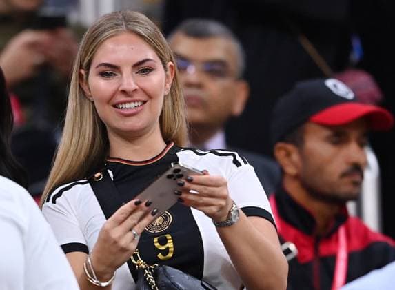 FOOTBALL WORLD CUP 2022 PRE-ROUND GROUP E Spain Germany 26 11 2022 Lisa Fuellkrug, wife of Niclas Fuellkrug on the tribune of Al Bayt Stadium