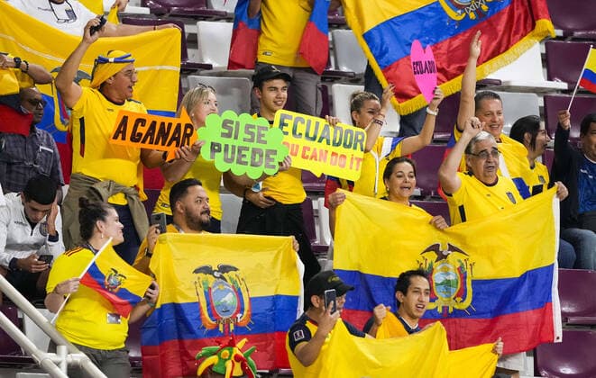 Mandatory Credit: Photo by Dave Shopland Shutterstock (13640305b) Fans of Ecuador enjoy the pre-match build up Ecuador v Senegal, FIFA World Cup, WM, Weltmeisterschaft, Fussball 2022, Group A, Football, Khalifa International Stadium, Ar-Rayyan, Qatar - 29 Nov 2022 Editorial Use Only Ecuador v Senegal, FIFA World Cup 2022, Group A, Football, Khalifa International Stadium, Ar-Rayyan, Qatar - 29 Nov 2022 Editorial Use Only  Copyright: xDavexShopland Shutterstockx 13640305b