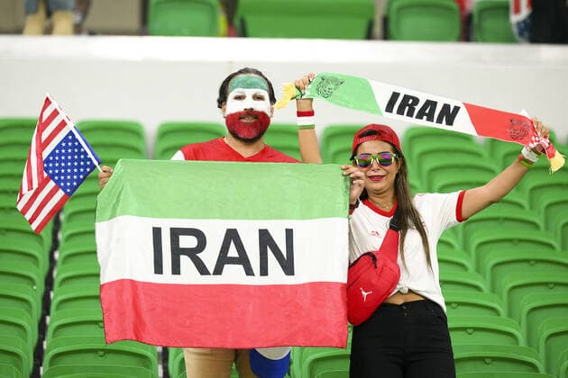 Supporters de l Iran - ambiance FOOTBALL : Iran vs USA - Groupe B - coupe du Monde Qatar 2022 - 29 11 2022 JBAutissier Panoramic 