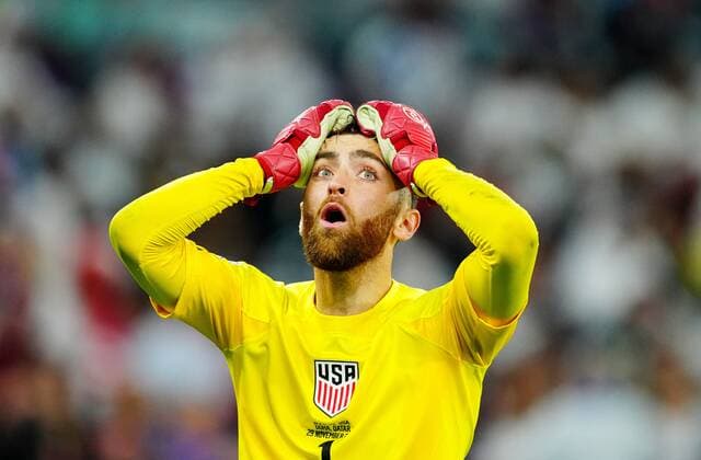 Mandatory Credit: Photo by Javier Garcia Shutterstock (13640318bx) Goalkeeper Matt Turner of the USA reacts after a USA goal is ruled out for offside. Iran v USA, FIFA World Cup, WM, Weltmeisterschaft, Fussball 2022, Group B, Football, Al Thumama Stadium, Doha, Qatar - 29 Nov 2022 Editorial Use Only Iran v USA, FIFA World Cup 2022, Group B, Football, Al Thumama Stadium, Doha, Qatar - 29 Nov 2022 Editorial Use Only  Copyright: xJavierxGarcia Shutterstockx 13640318bx