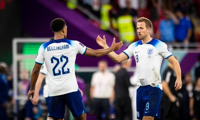 Doha, Qatar. 29th Nov, 2022. Jude Bellingham (England), Harry Kane (England) Wales - England World Cup 2022 in Qatar 28.11.2022 Credit: Moritz Müller *** Doha, Qatar 29th Nov, 2022 Jude Bellingham England , Harry Kane England Wales England World Cup 2022 in Qatar 28 11 2022 Credit Moritz Müller