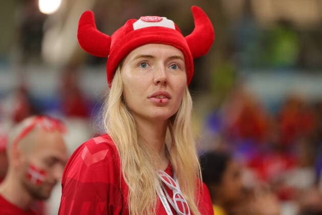 Danish fans during the FIFA World Cup, WM, Weltmeisterschaft, Fussball Qatar 2022 Group D match between Australia and Denmark at Al Janoub Stadium, Al Wakrah, Qatar on 30 November 2022. Copyright: xPeterxDovganx 34470029