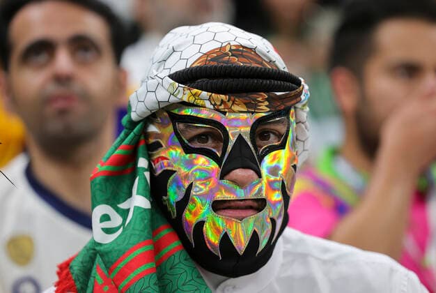 Saudi Arabia v Mexico 2022 FIFA World Cup, WM, Weltmeisterschaft, Fussball A Mexico fan wearing a mask before the 2022 FIFA World Cup Group C match at Lusail Stadium, Lusail Content Not Available For UK Newspapers Copyright: xPaulxChestertonx FIL-17655-0004 UK Newspapers OUT