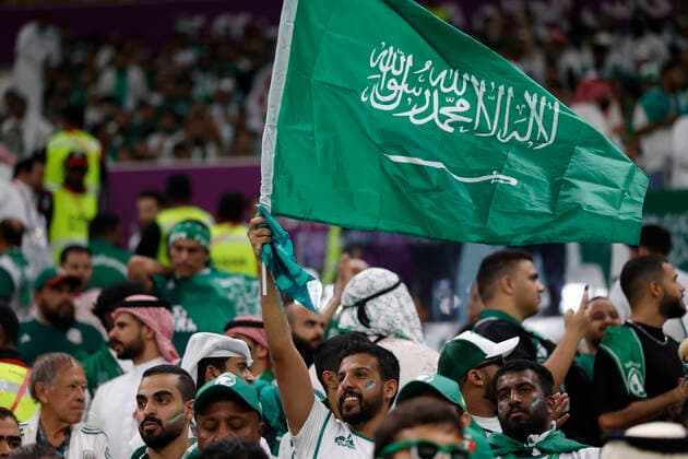 Fans of Saudi Arabia attend the FIFA soccer match of the group phase between Saudi Arabia and Mexico at Lusail stadium, Qatar 30 November 2022. World Cup 2022: Saudi Arabia and Mexico !ACHTUNG: NUR REDAKTIONELLE NUTZUNG!  Copyright: xANTONIOxLACERDAx GR3079 20221130-c907622af1dedff3823eda450caed9c2d56dda80
