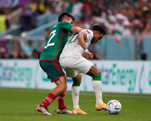 Saudi Arabia v Mexico 2022 FIFA World Cup, WM, Weltmeisterschaft, Fussball Hattan Bahebri of Saudi Arabia battles with Hirving Lozano of Mexico during the 2022 FIFA World Cup Group C match at Lusail Stadium, Lusail Content Not Available For UK Newspapers Copyright: xPaulxChestertonx FIL-17655-0074 UK Newspapers OUT