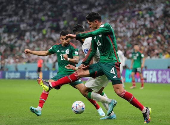 Saudi Arabia v Mexico 2022 FIFA World Cup, WM, Weltmeisterschaft, Fussball Ali Al-Hassan of Saudi Arabia battles with Edson Alvarez of Mexico during the 2022 FIFA World Cup Group C match at Lusail Stadium, Lusail Content Not Available For UK Newspapers Copyright: xPaulxChestertonx FIL-17655-0096 UK Newspapers OUT