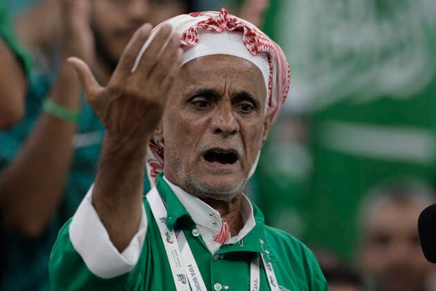 A fan of Arabia reacts during the FIFA World Cup, WM, Weltmeisterschaft, Fussball soccer match of the group phase between Saudi Arabia and Mexico at Lusail stadium, Qatar 30 November 2022. World Cup 2022: Saudi Arabia vs. Mexico !ACHTUNG: NUR REDAKTIONELLE NUTZUNG!  Copyright: xAntonioxLacerdax GR3365 20221130-8b24b856e8ac9646ef99e2ccdc1697697be73546