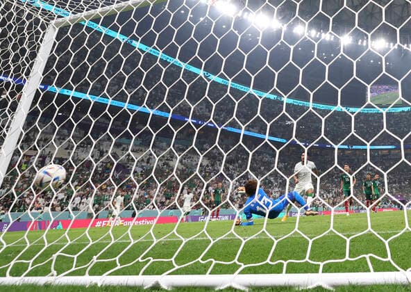 (221130) -- LUSAIL, Nov. 30, 2022 -- Salem Aldawsari (4th R) of Saudi Arabia scores during the Group C match between Saudi Arabia and Mexico at the 2022 FIFA World Cup, WM, Weltmeisterschaft, Fussball at Lusail Stadium in Lusail, Qatar, Nov. 30, 2022. ) (SP)QATAR-LUSAIL-2022 WORLD CUP-GROUP C-KSA VS MEX XuxZijian 