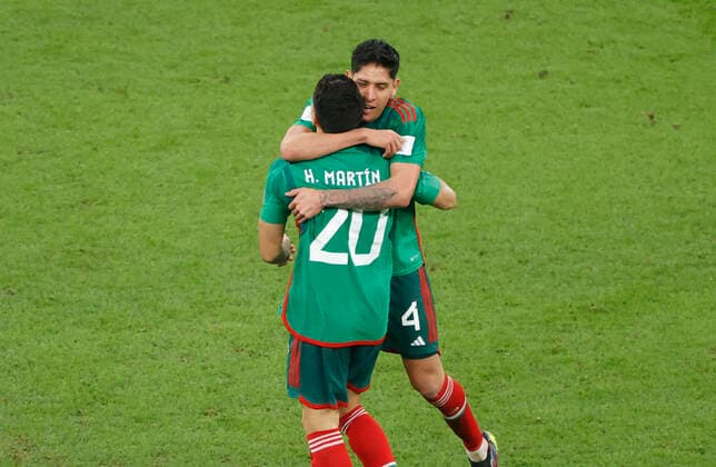 Henry Martin and Edson Alvarez of Mexico celebrete a goal during the FIFA World Cup, WM, Weltmeisterschaft, Fussball soccer match of the group phase between Saudi Arabia and Mexico at Lusail stadium, Qatar 30 November 2022. World Cup 2022: Saudi Arabia vs. Mexico !ACHTUNG: NUR REDAKTIONELLE NUTZUNG!  Copyright: xEstebanxBibax GR3279 20221130-889f3c87198c683aa03cd8ecc18004867cd4df86