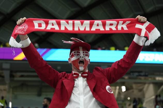 DOHA, 30-11-2022 Al Janoub Stadium World Cup 2022 in Qatar game between Australia vs Denmark, fan of Denmark Australia - Denmark  x19413508x Copyright: