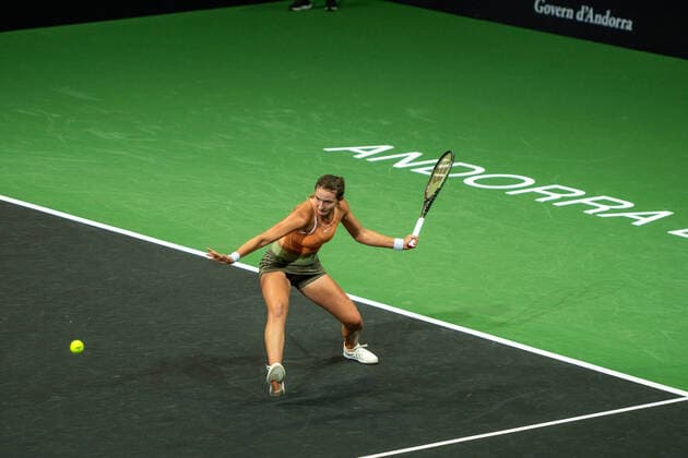 Credit Andorra Open 2022 - WTA, Tennis Damen 125 Victoria JimÃ nez Kasintseva of Andorra in action against Tatjana Maria of Germany during the Credit Andorra Open Women s Tennis Association (WTA) tennis tournament at the Poliesportiu d Andorra in Andorra La Vella, Andorra on November 30, 2022 Andorra La Vella, Andorra  Copyright: xMartinxSilvaxCosentinox originalFilename:silvacosentino-victoria221130_npblu.jpg