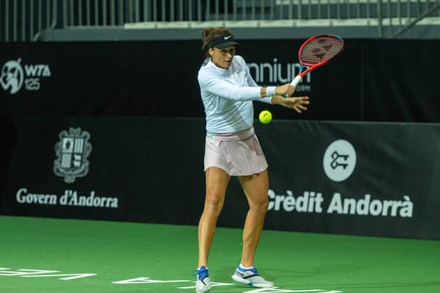 Credit Andorra Open 2022 - WTA, Tennis Damen 125 Tatjana Maria of Germany in action against Victoria JimÃ nez Kasintseva of Andorra during the Credit Andorra Open Women s Tennis Association (WTA) tennis tournament at the Poliesportiu d Andorra in Andorra La Vella, Andorra on November 30, 2022 Andorra La Vella, Andorra  Copyright: xMartinxSilvaxCosentinox originalFilename:silvacosentino-tatjanam221130_npbga.jpg