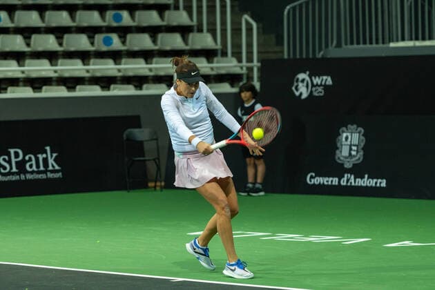 Credit Andorra Open 2022 - WTA, Tennis Damen 125 Tatjana Maria of Germany in action against Victoria JimÃ nez Kasintseva of Andorra during the Credit Andorra Open Women s Tennis Association (WTA) tennis tournament at the Poliesportiu d Andorra in Andorra La Vella, Andorra on November 30, 2022 Andorra La Vella, Andorra  Copyright: xMartinxSilvaxCosentinox originalFilename:silvacosentino-tatjanam221130_npd0V.jpg