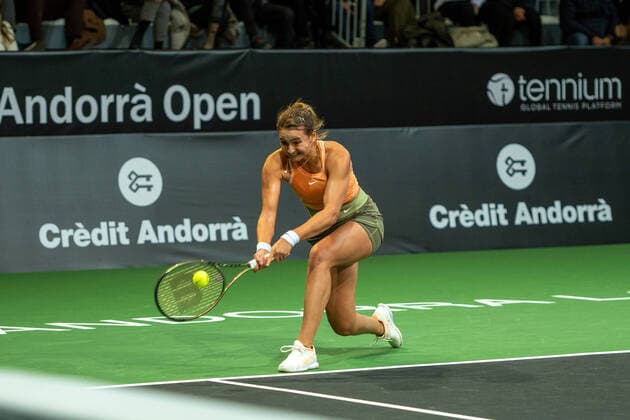Credit Andorra Open 2022 - WTA, Tennis Damen 125 Victoria JimÃ nez Kasintseva of Andorra in action against Tatjana Maria of Germany during the Credit Andorra Open Women s Tennis Association (WTA) tennis tournament at the Poliesportiu d Andorra in Andorra La Vella, Andorra on November 30, 2022 Andorra La Vella, Andorra  Copyright: xMartinxSilvaxCosentinox originalFilename:silvacosentino-victoria221130_np1QZ.jpg