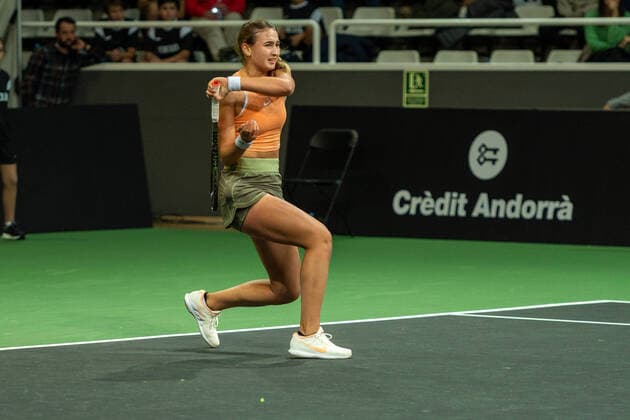 Credit Andorra Open 2022 - WTA, Tennis Damen 125 Victoria JimÃ nez Kasintseva of Andorra in action against Tatjana Maria of Germany during the Credit Andorra Open Women s Tennis Association (WTA) tennis tournament at the Poliesportiu d Andorra in Andorra La Vella, Andorra on November 30, 2022 Andorra La Vella, Andorra  Copyright: xMartinxSilvaxCosentinox originalFilename:silvacosentino-victoria221130_npBpu.jpg