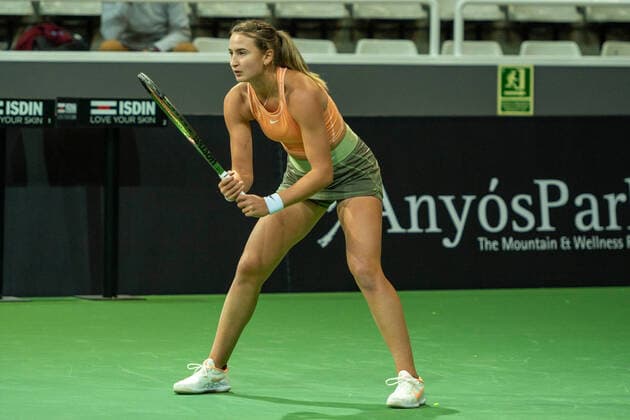 Credit Andorra Open 2022 - WTA, Tennis Damen 125 Victoria JimÃ nez Kasintseva of Andorra in action against Tatjana Maria of Germany during the Credit Andorra Open Women s Tennis Association (WTA) tennis tournament at the Poliesportiu d Andorra in Andorra La Vella, Andorra on November 30, 2022 Andorra La Vella, Andorra  Copyright: xMartinxSilvaxCosentinox originalFilename:silvacosentino-victoria221130_np4PD.jpg