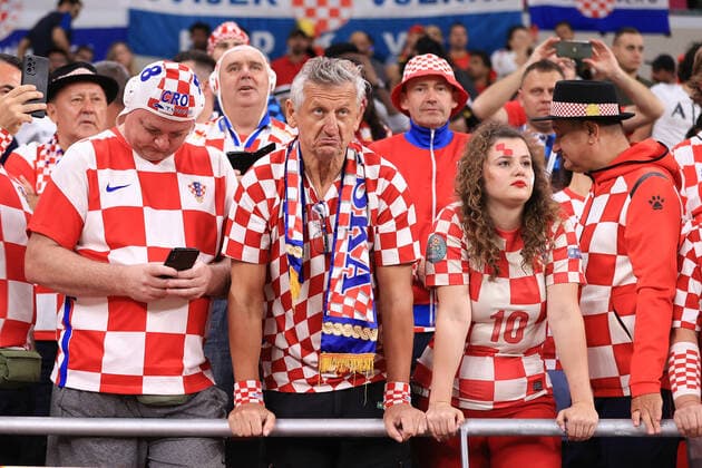 Football - FIFA World Cup, WM, Weltmeisterschaft, Fussball - Group F - Croatia v Belgium 1st December 2022 - FIFA World Cup - Group F - Croatia v Belgium - Croatia fans - Photo: Simon Stacpoole Offside. Doha Qatar *** Fußball FIFA-Weltmeisterschaft Gruppe F Kroatien gegen Belgien 1. Dezember 2022 FIFA-Weltmeisterschaft Gruppe F Kroatien gegen Belgien Kroatien-Fans Foto Simon Stacpoole Abseits Doha Katar  Copyright: xSimonxStacpoolexOffside
