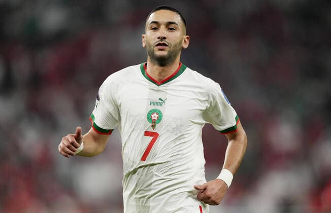 Mandatory Credit: Photo by Dave Shopland Shutterstock (13640369az) Hakim Ziyech of Morocco. Canada v Morocco, FIFA World Cup, WM, Weltmeisterschaft, Fussball 2022, Group F, Football, Al Thumama Stadium, Doha, Qatar - 01 Dec 2022 Editorial Use Only Canada v Morocco, FIFA World Cup 2022, Group F, Football, Al Thumama Stadium, Doha, Qatar - 01 Dec 2022 Editorial Use Only Copyright: xDavexShopland Shutterstockx 13640369az