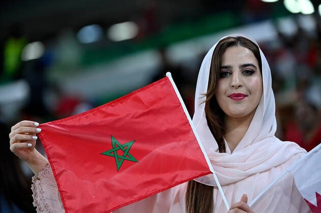 (221201) -- DOHA, Dec. 1, 2022 -- A fan of Morocco poses before the Group F match between Canada and Morocco at the 2022 FIFA World Cup, WM, Weltmeisterschaft, Fussball at Al Thumama Stadium in Doha, Qatar, Dec. 1, 2022. ) (SP)QATAR-DOHA-2022 WORLD CUP-GROUP F-CAN VS MAR ChenxCheng 