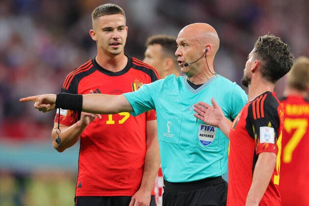 Referee Anthony Taylor awards a penalty to Croatia which is disallowed by VAR during the FIFA World Cup, WM, Weltmeisterschaft, Fussball Qatar 2022 Group F match between Croatia and Belgium at Ahmad Bin Ali Stadium, Ar-Rayyan, Qatar on 1 December 2022. Copyright: xPeterxDovganx 34620024