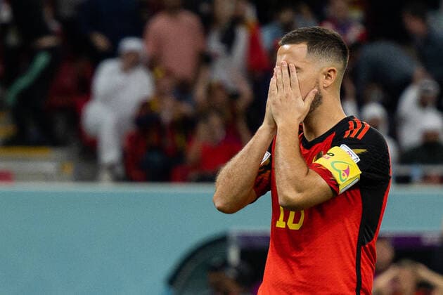 221201 Eden Hazard of Belgium looks dejected during the FIFA World Cup 2022 football match between Croatia and Belgium on December 1, 2022 in Doha Photo Joel Marklund PHOTO AGENCY code JM JM0397 bbeng football football soccer fotball vm fotbols vm fotbols vm fotbols vm 2022 fifa world cup 2022 croatia croatia belgium belgium depp,  Copyright: JOELxMARKLUND BB221201JM073