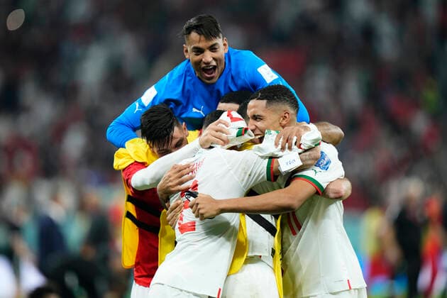 Canada v Morocco: Group F - FIFA World Cup, WM, Weltmeisterschaft, Fussball Qatar 2022 Morocco players celebrate victory after the FIFA World Cup Qatar 2022 Group F match between Canada and Morocco at Al Thumama Stadium on December 1, 2022 in Doha, Qatar. Doha Qatar  Copyright: xJosexBretonx originalFilename:breton-canadavm221201_npslz.jpg